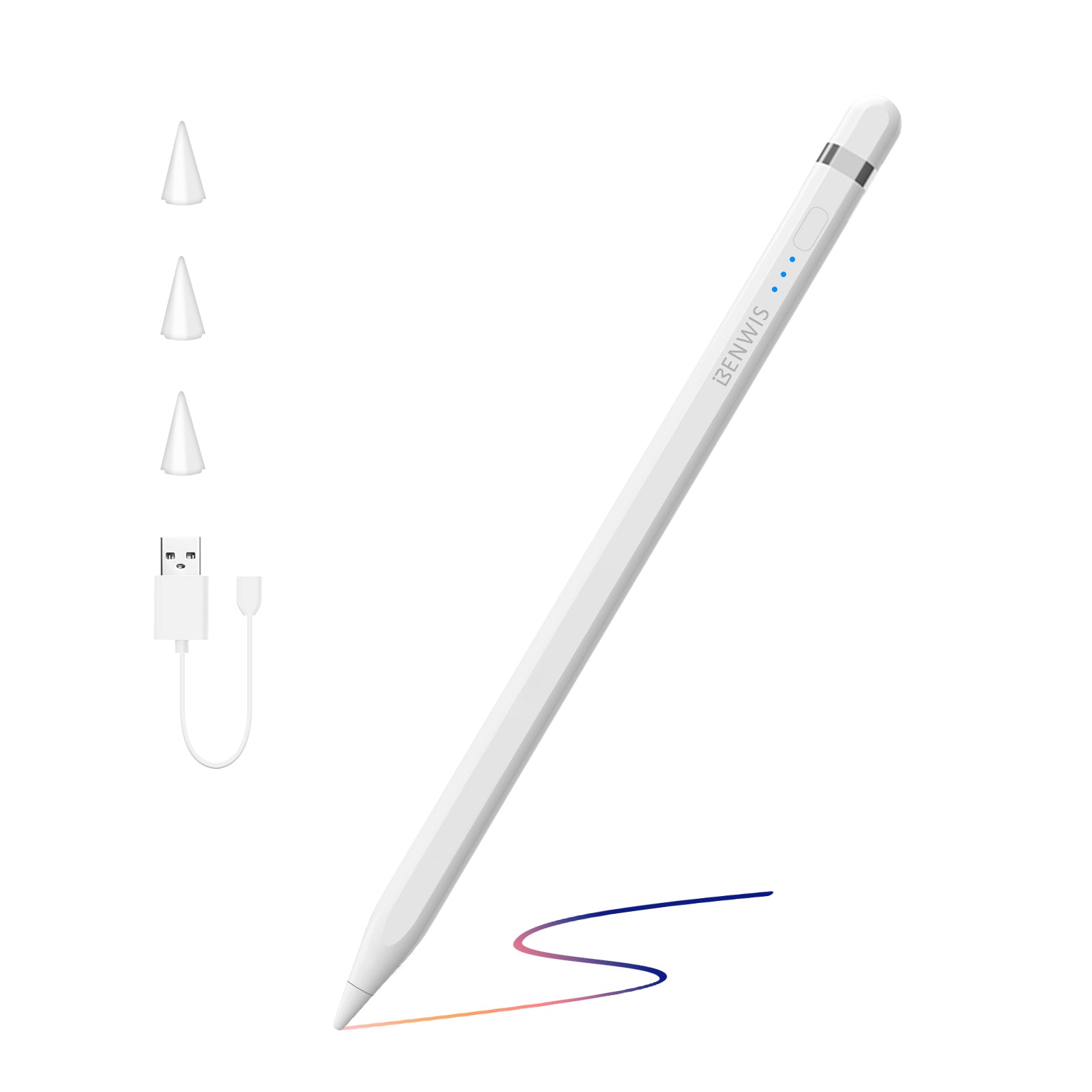 BENWIS ID-STY-5 Pencil Pro 2 Stylus Pens for Touch Screens Capacitive Screen Writing Pencil with Power Display BENWIS ID-STY-5 Pencil Pro 2 Stylus Pens for Touch Screens Capacitive Screen Writing Pencil with Power Display